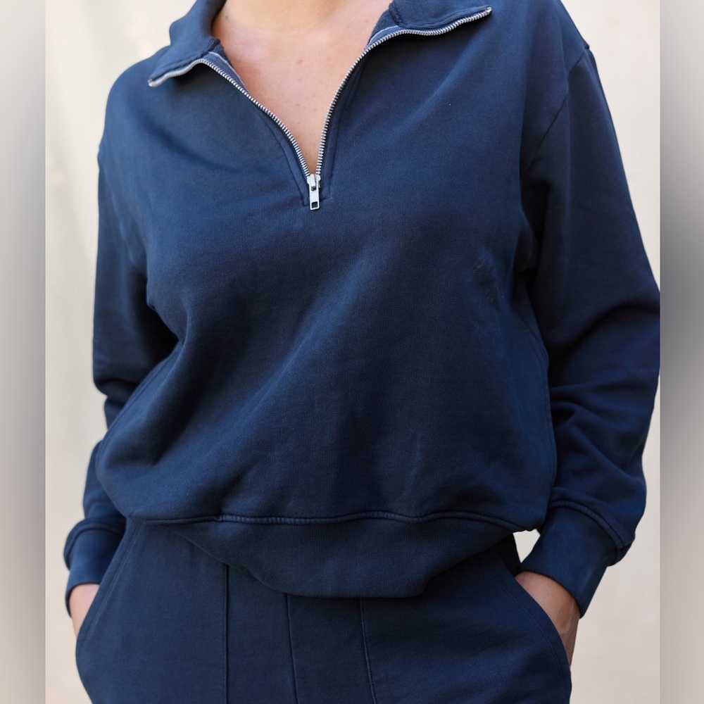 MATE the Label Midnight Blue Organic Half Zip Size M